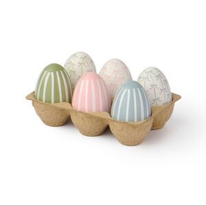 New! Target Bullseye Playground Set of 6 Decorative Pastel Egg Set of 6, Bows